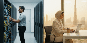 Cloud vs On-Premises Backup UAE showing secure data storage and disaster recovery
