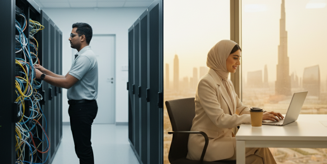 Cloud vs On-Premises Backup UAE showing secure data storage and disaster recovery