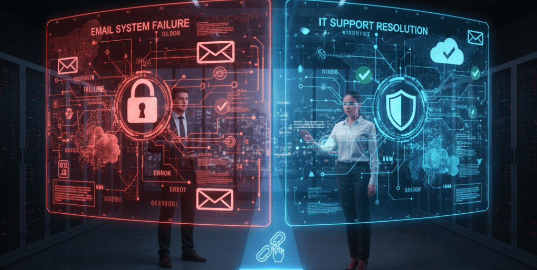 Business email support UAE – troubleshooting server, configuration, spam, storage, and security issues.