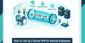 Secure VPN for remote employees protecting business data in a UAE office setting