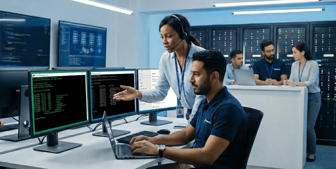 IT support professionals assisting businesses with reliable technology services