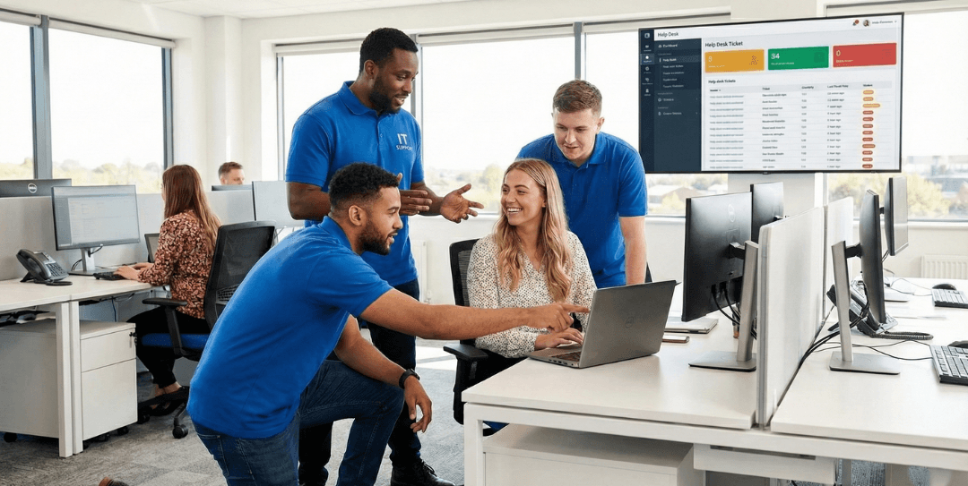 Onsite IT support engineers repairing business IT infrastructure in Dubai